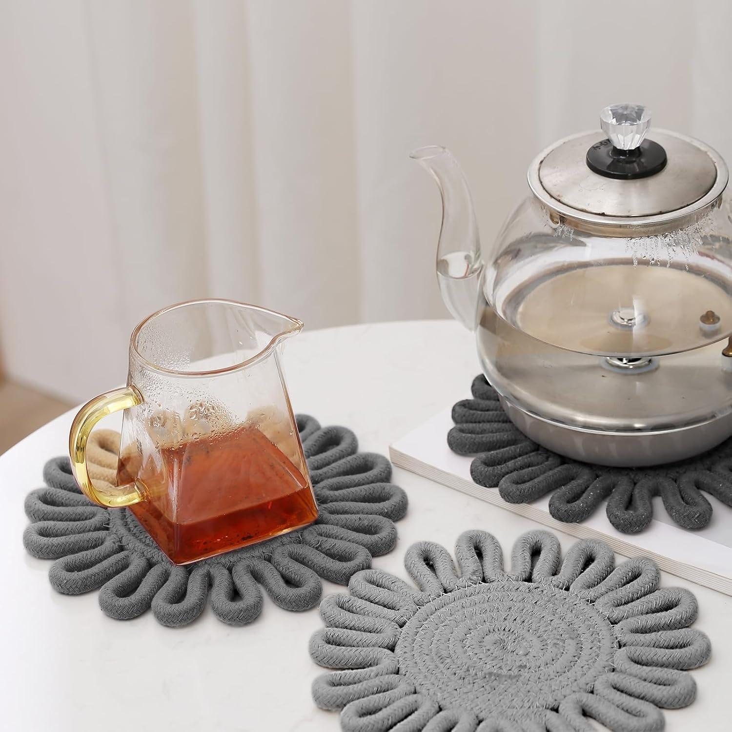 Trivetes de Algodón Kanmoon 7" Gris para Platos Calientes