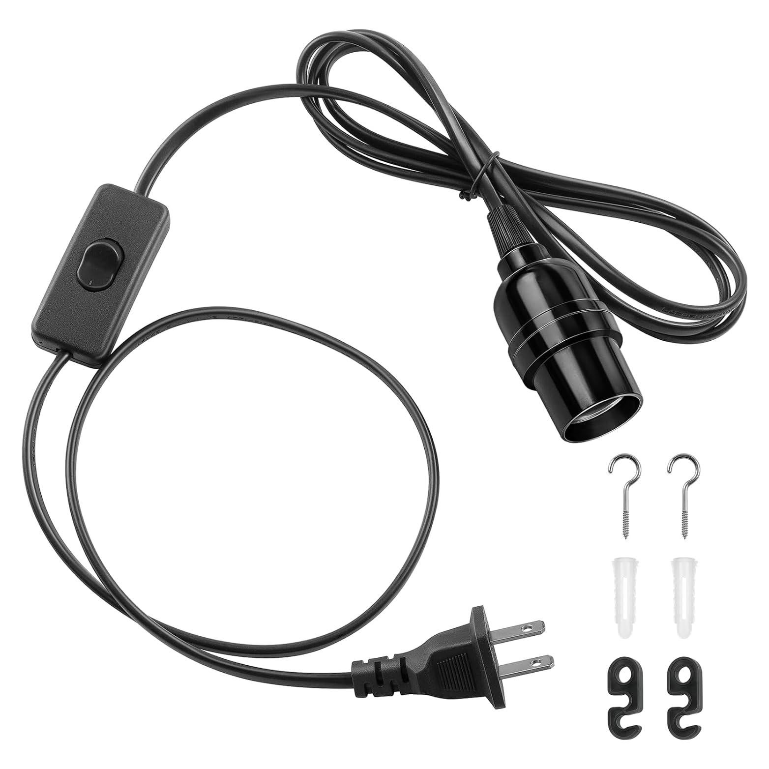 Cable de Extensión para Lámpara Colgante DiCUNO E26 2M Negro