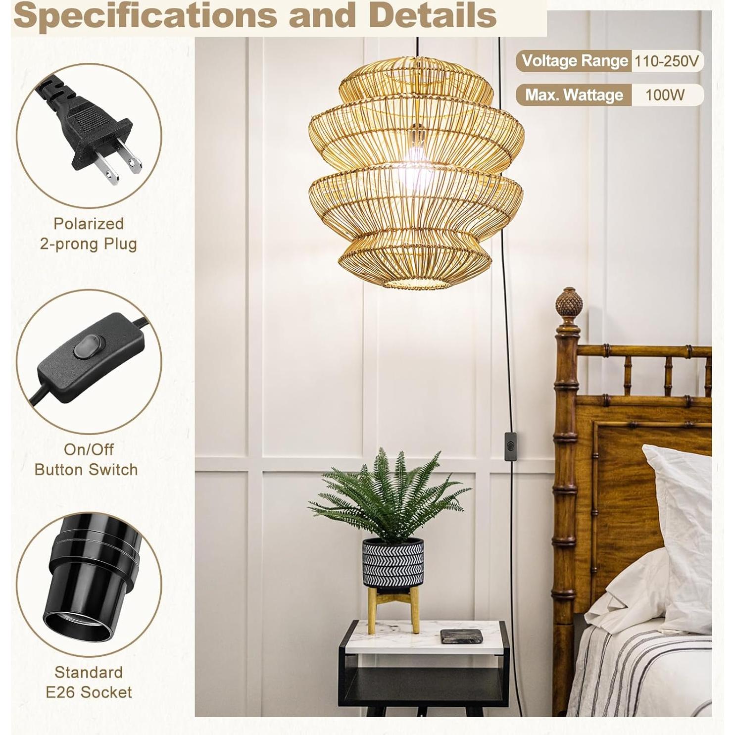 Cable de Extensión para Lámpara Colgante DiCUNO E26 2M Negro