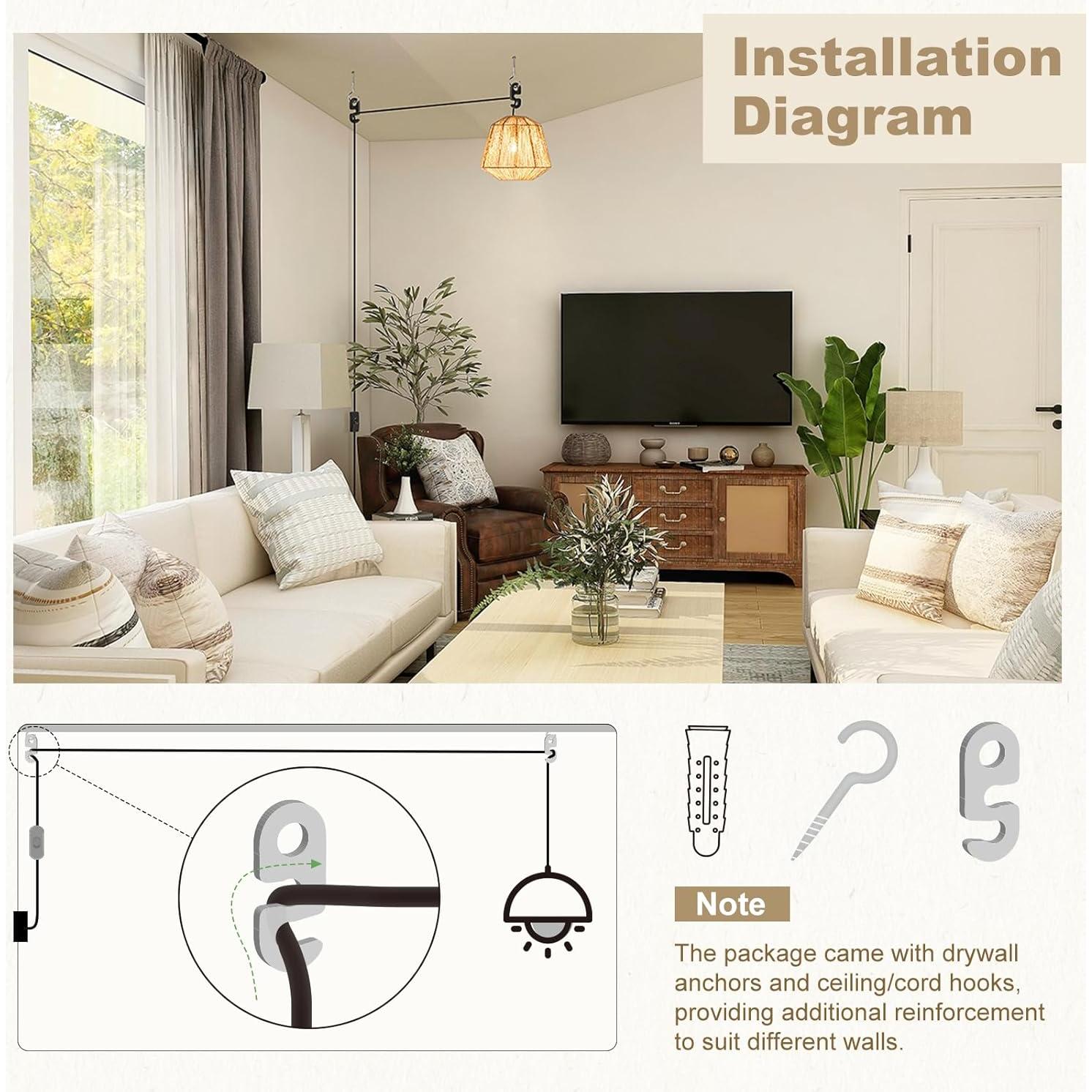 Cable de Extensión para Lámpara Colgante DiCUNO E26 2M Negro