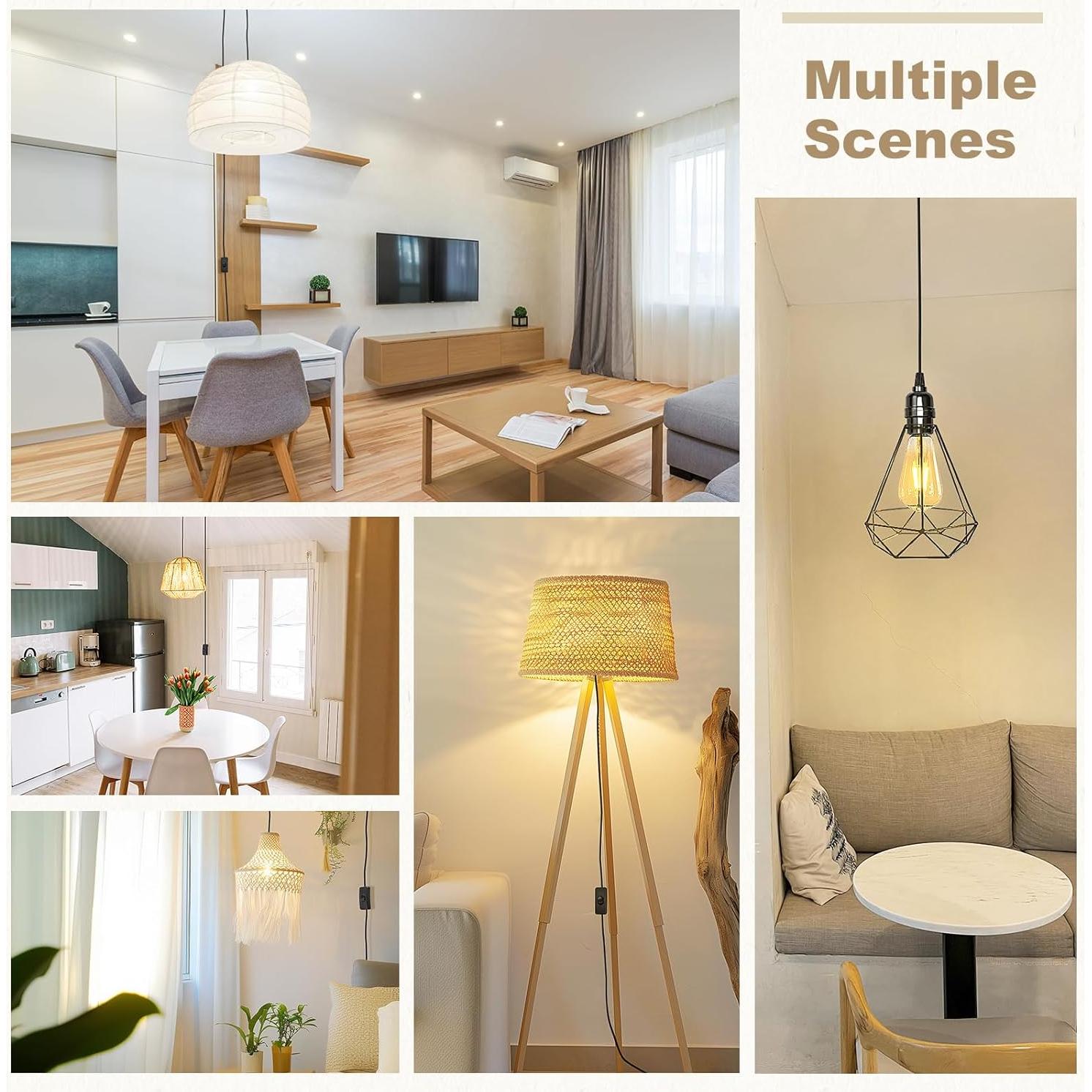 Cable de Extensión para Lámpara Colgante DiCUNO E26 2M Negro