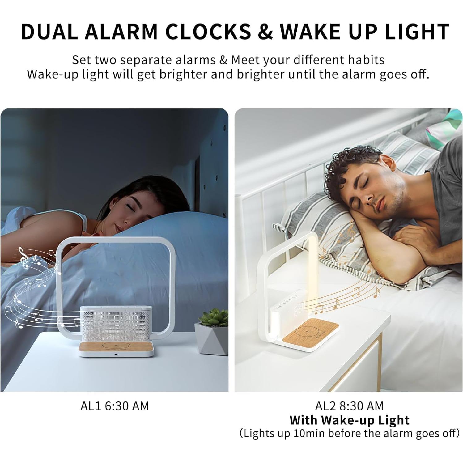 Reloj Despertador Lámpara RETEYUNG con Cargador Inalámbrico