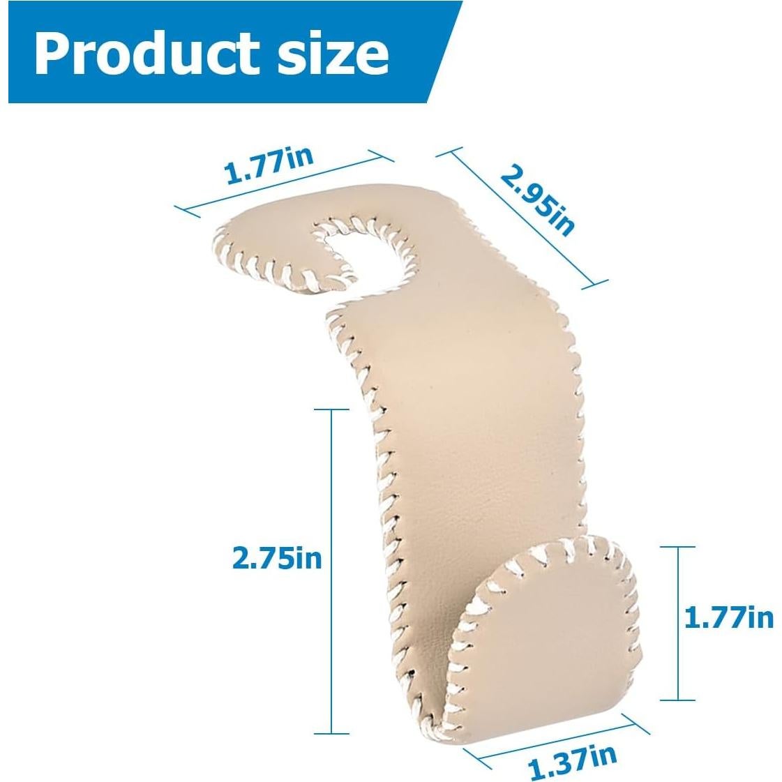 Ganchos para Reposacabezas de Coche Zpana - Cuero Beige, 2 Piezas