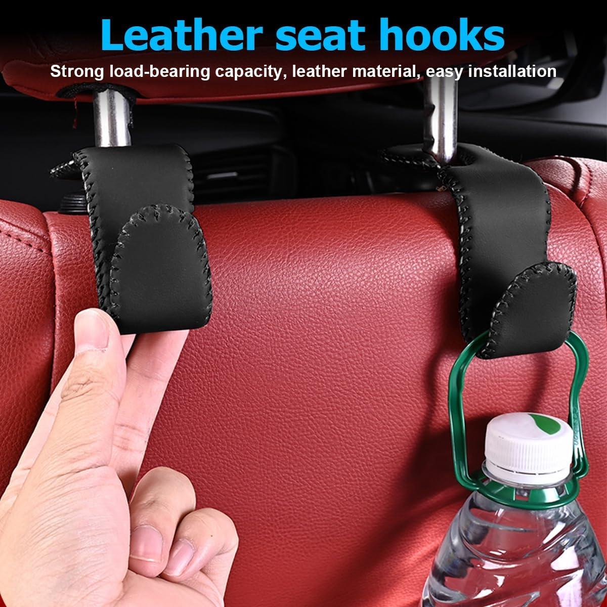 Ganchos para Reposacabezas de Coche Zpana - Cuero Beige, 2 Piezas