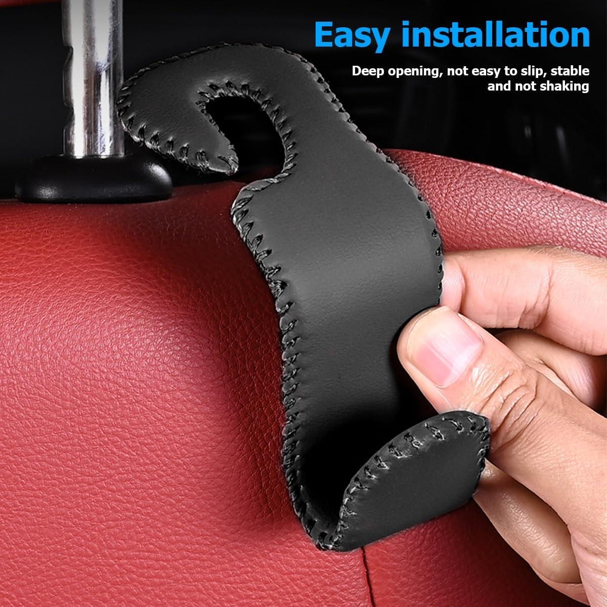 Ganchos para Reposacabezas de Coche Zpana - Cuero Beige, 2 Piezas