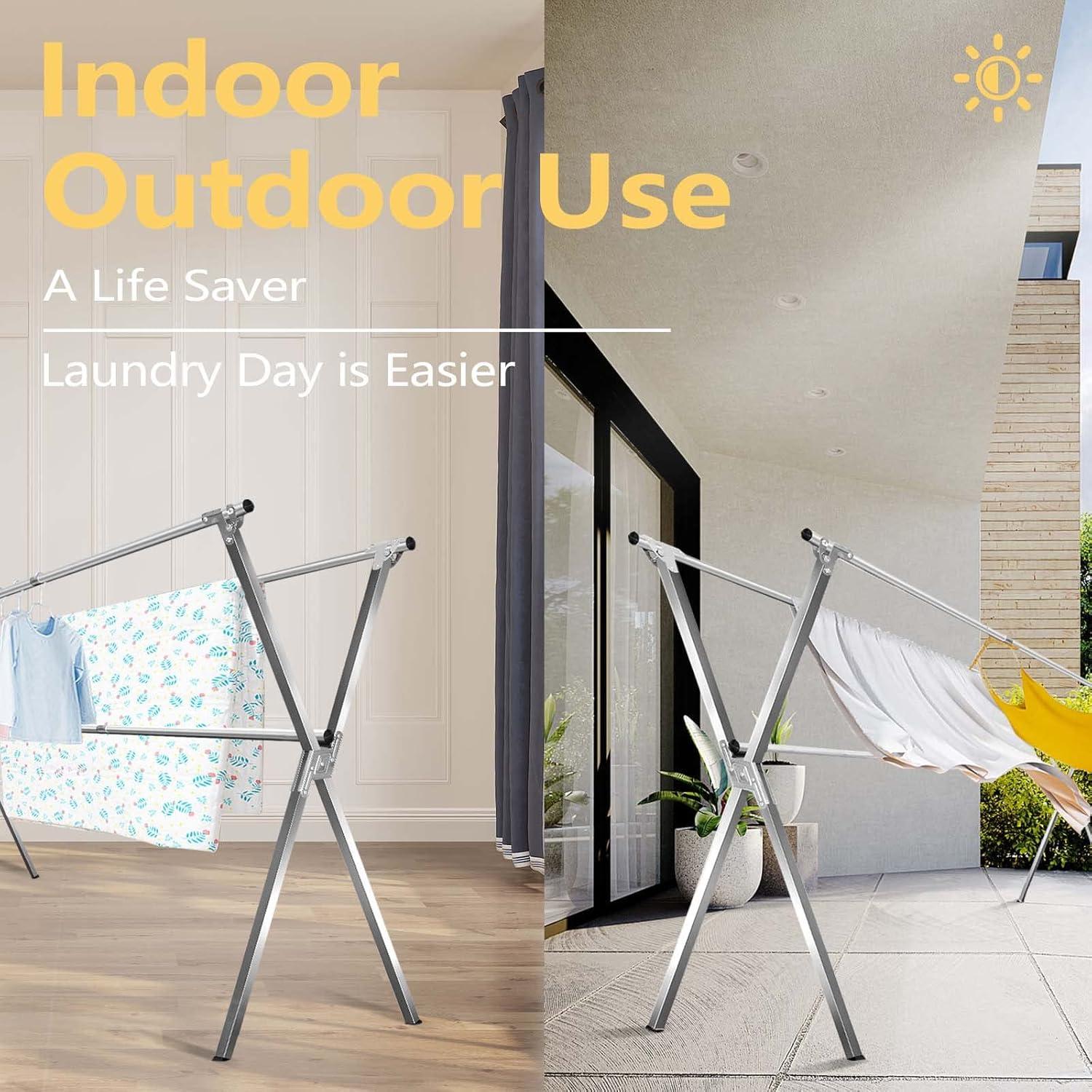 Estante para Secar Ropa URYAN 160 cm Acero Inoxidable Plegable