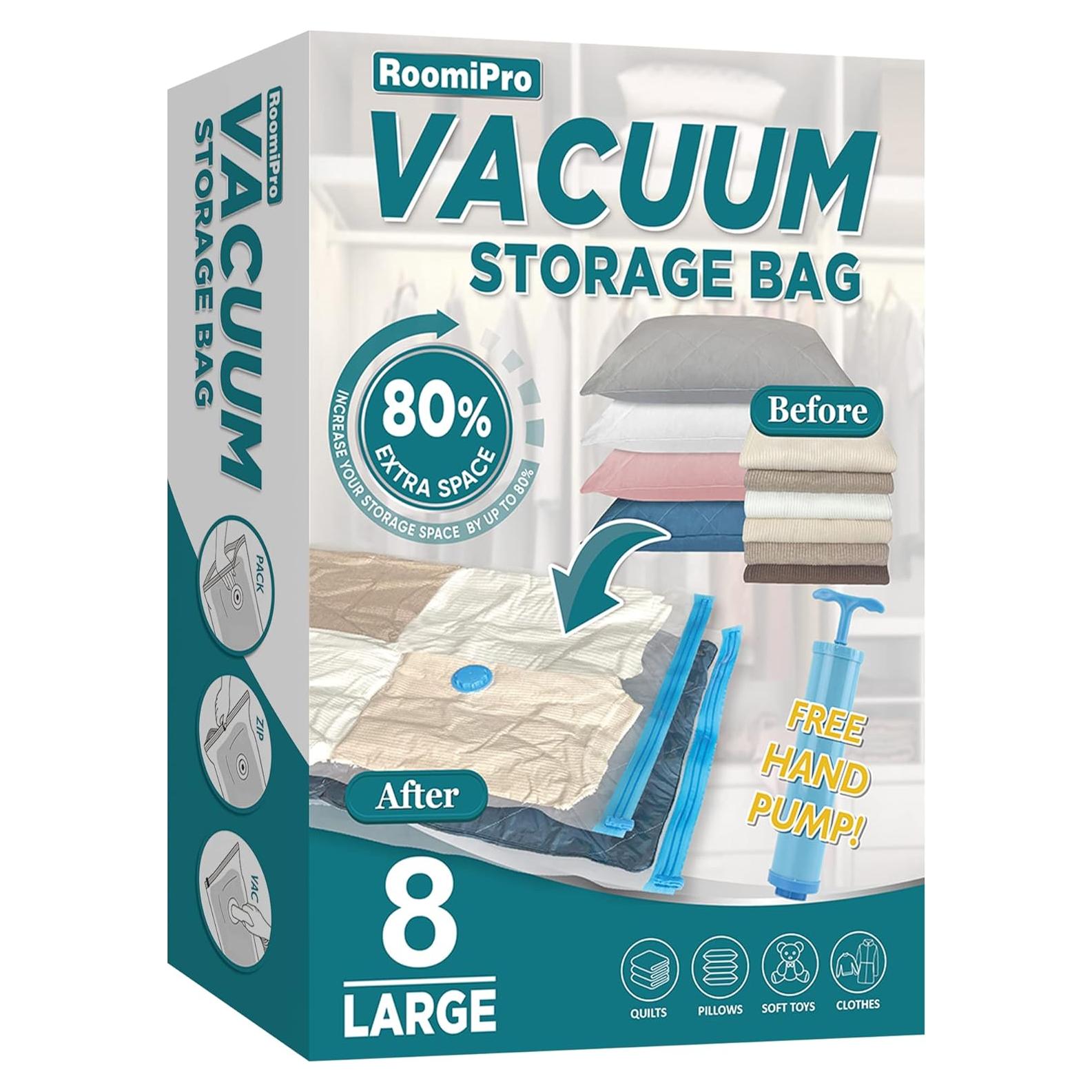 Bolsas de Almacenamiento al Vacío Roomipro 8 Grandes con Bomba