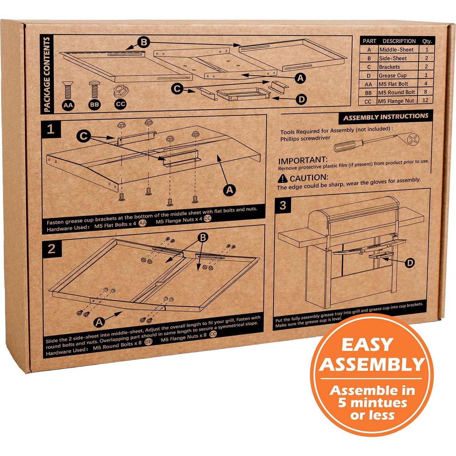 Bandeja de goteo ajustable CaptainGrill 46-61 cm acero inoxidable