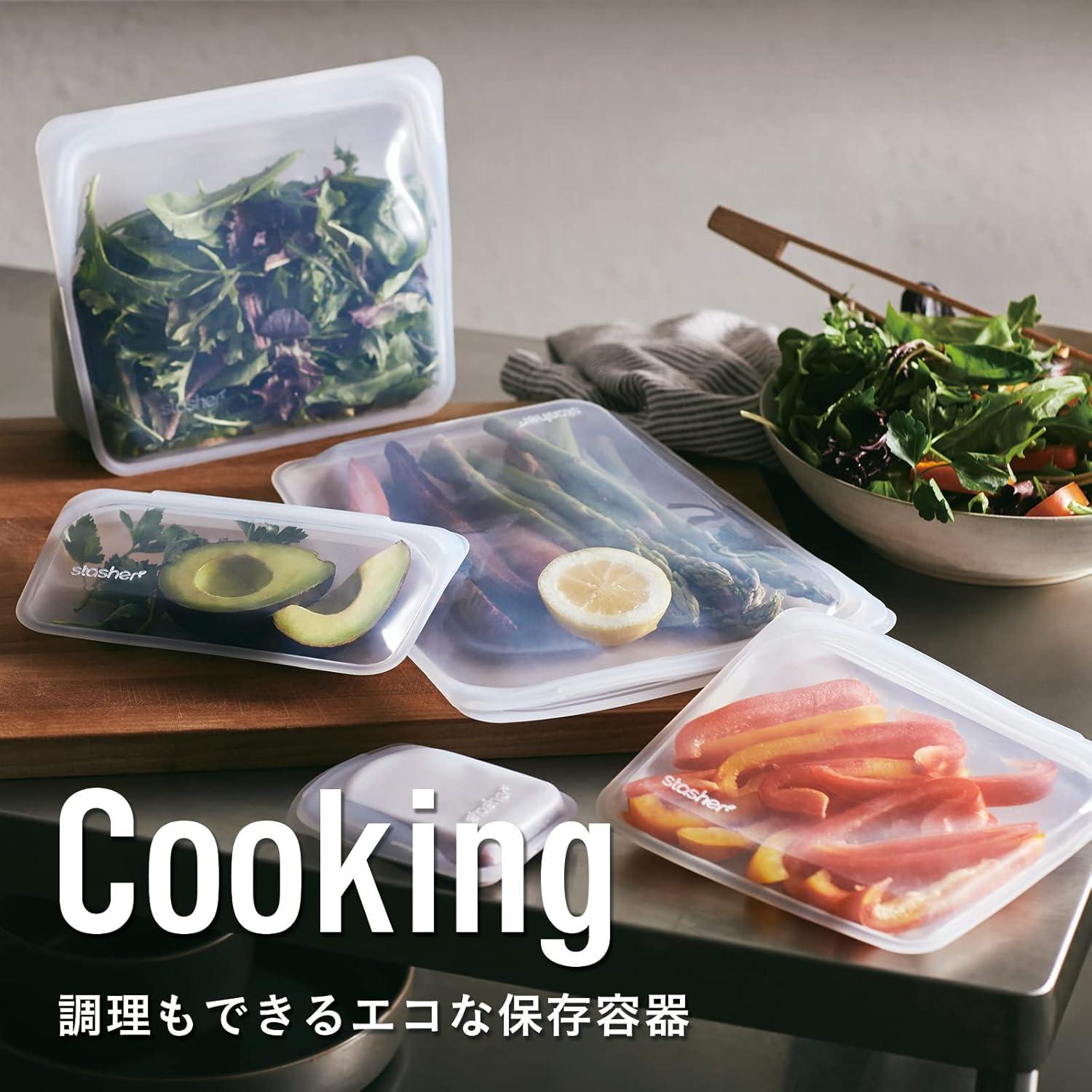 Stasher Bolsa de Silicona Transparente 2 Piezas Tamaño S y M