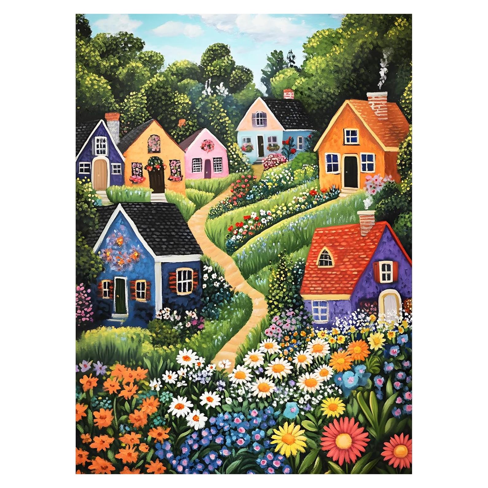 Rompecabezas de 300 Piezas DAGIRT Aldea en Flor 52.1x38.1cm