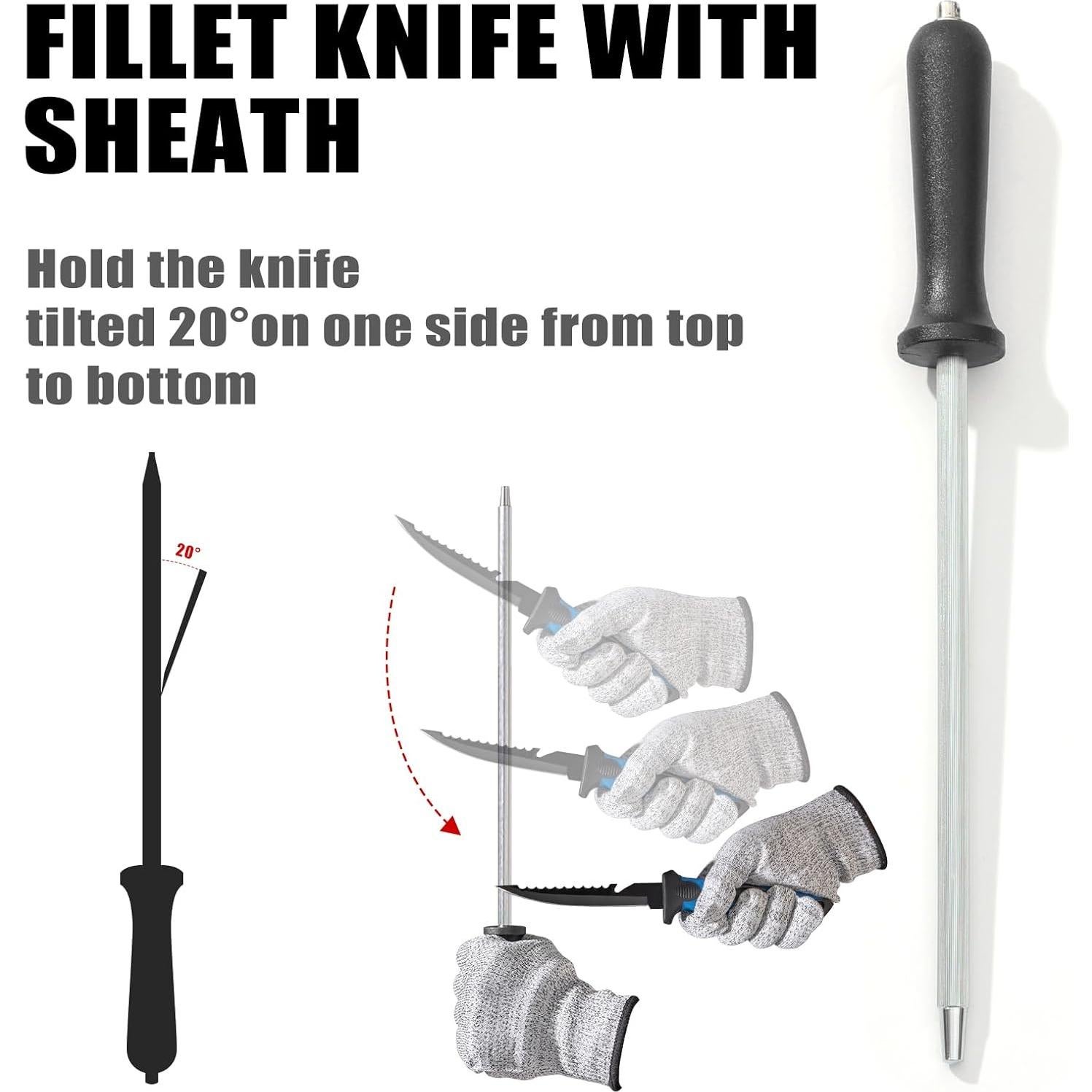 Juego de 10 Cuchillos para Filetear GPUSFAK - Acero Inoxidable