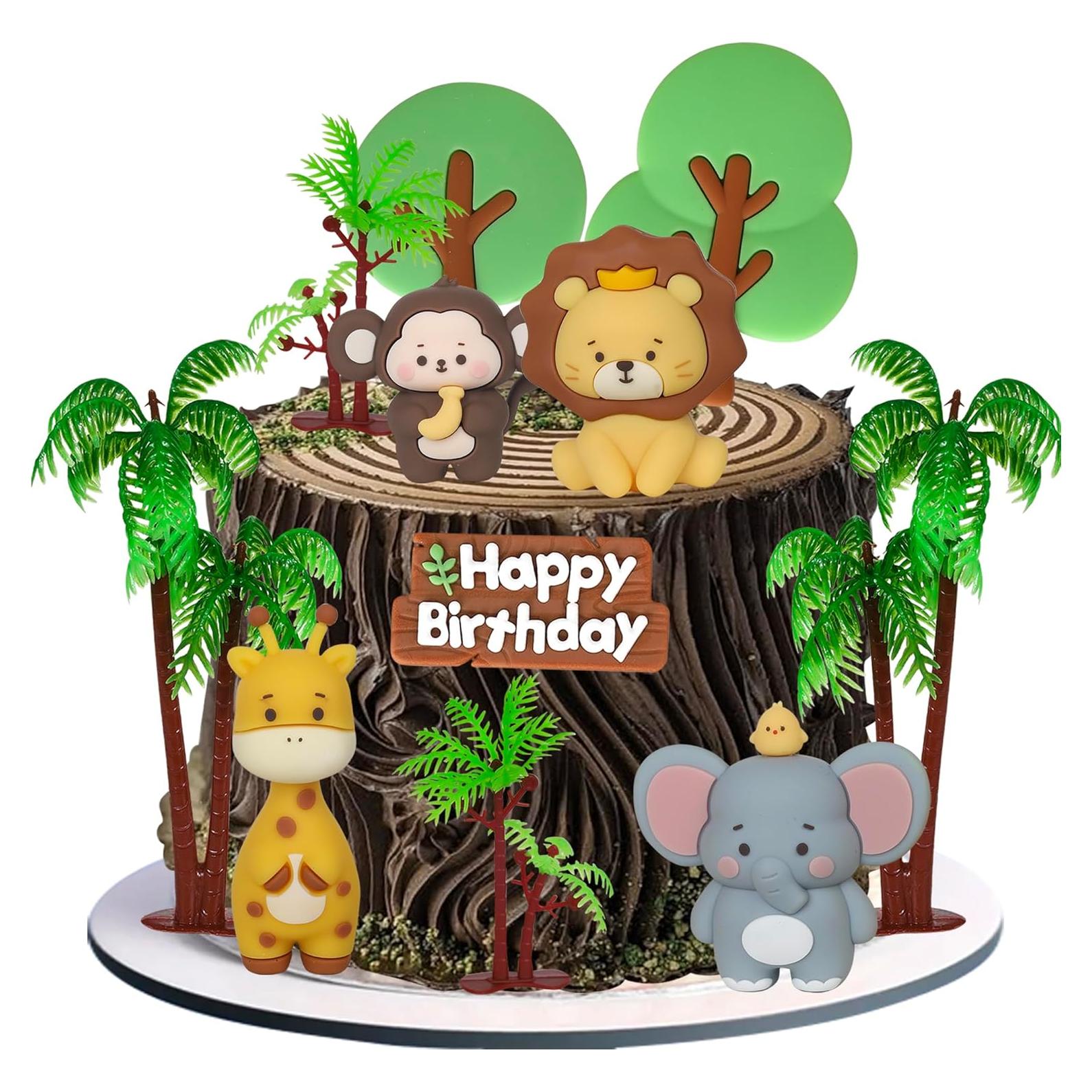 Decoraciones para Pasteles de Animales de Safari Rsstarxi - 12 Piezas 3D