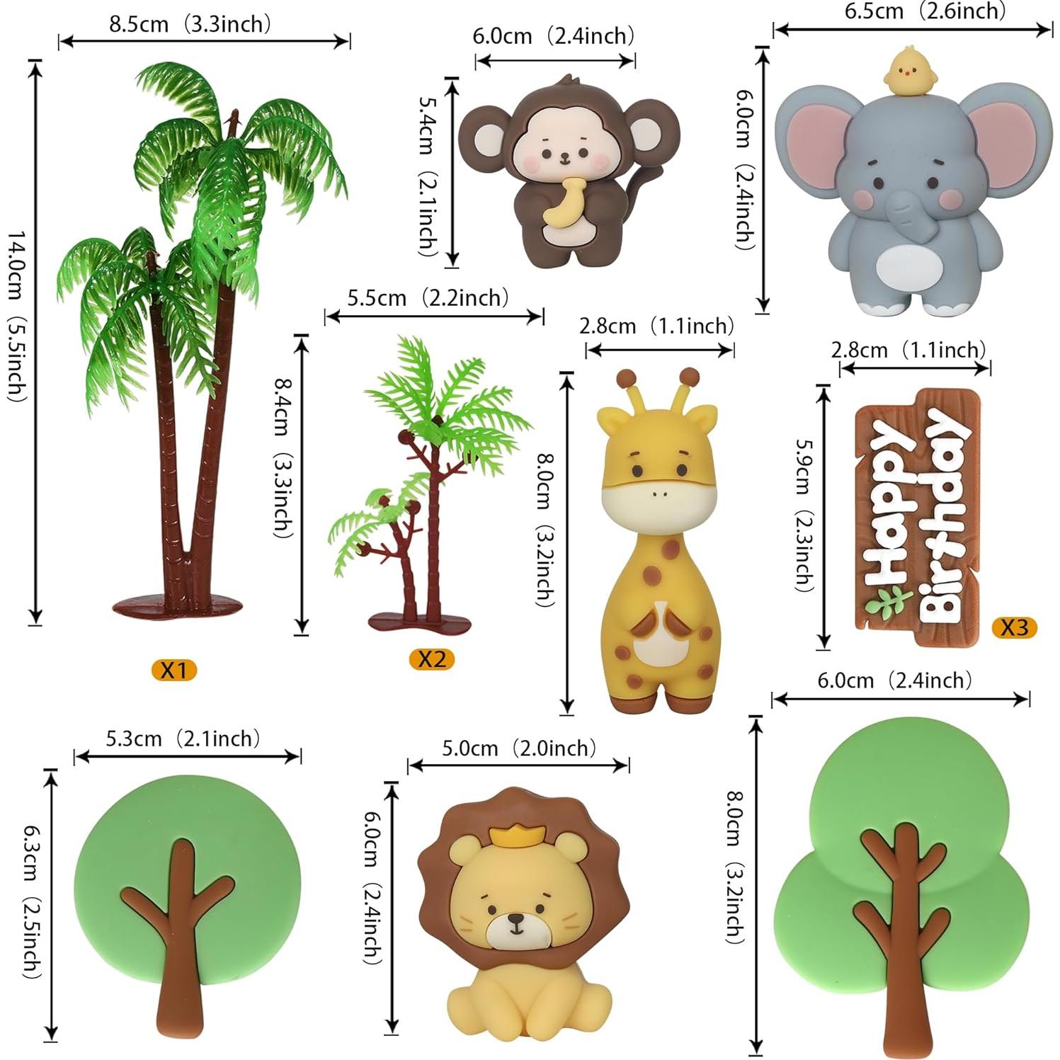Decoraciones para Pasteles de Animales de Safari Rsstarxi - 12 Piezas 3D
