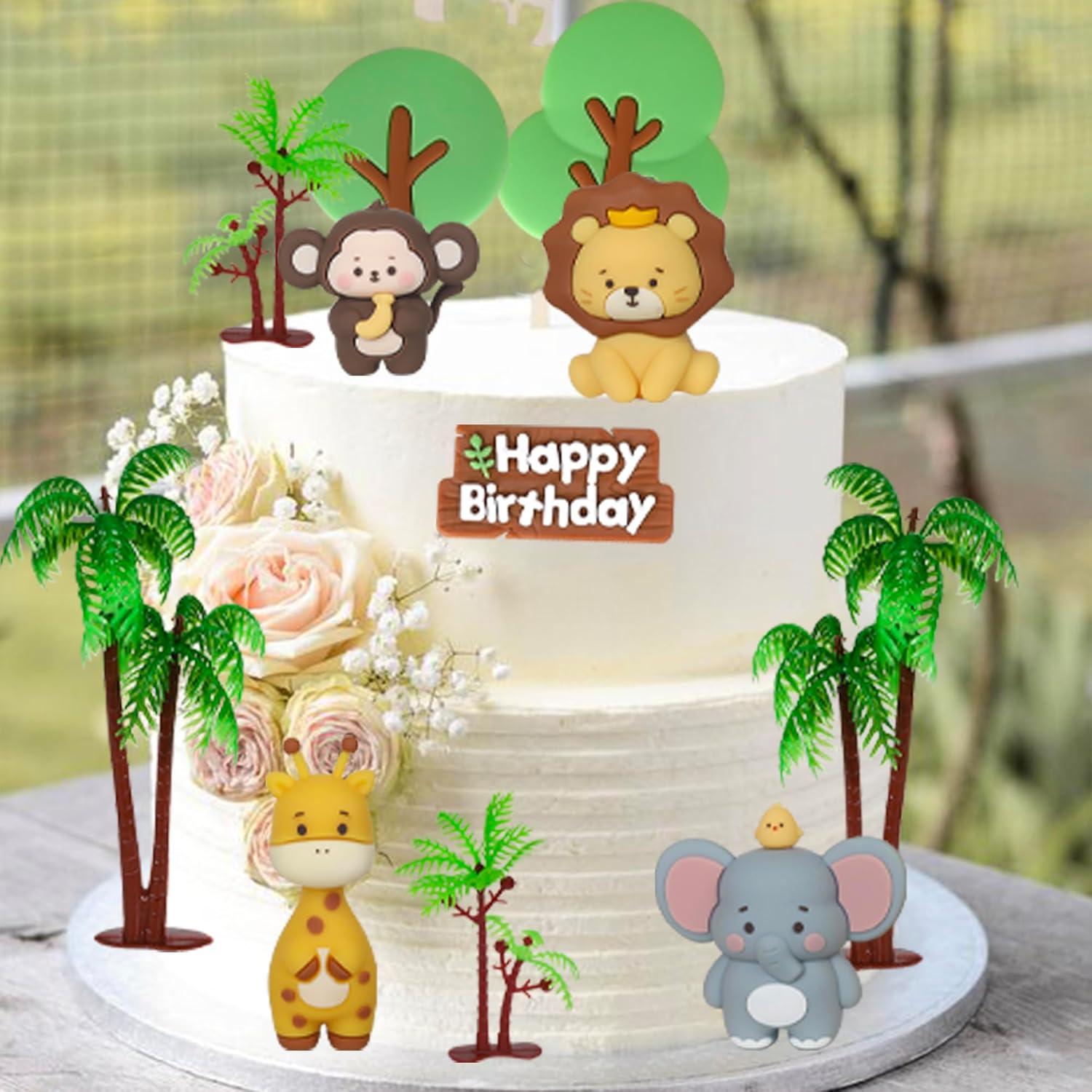 Decoraciones para Pasteles de Animales de Safari Rsstarxi - 12 Piezas 3D