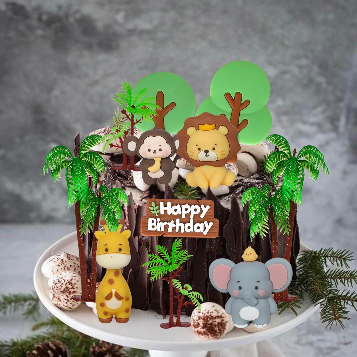Decoraciones para Pasteles de Animales de Safari Rsstarxi - 12 Piezas 3D