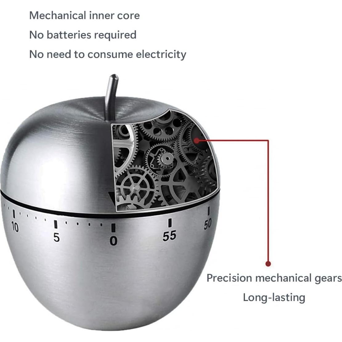 Temporizador de Cocina Mecánico MOBXPAR Manzana Acero Inoxidable 60 Min