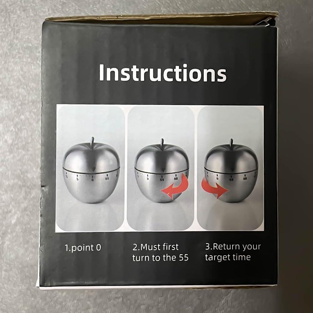 Temporizador de Cocina Mecánico MOBXPAR Manzana Acero Inoxidable 60 Min
