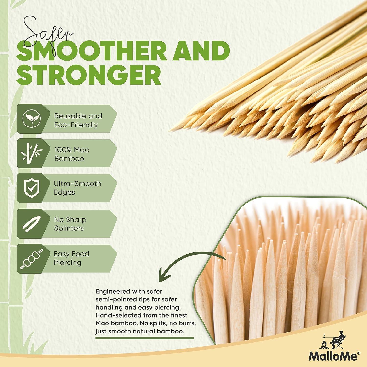 Pinchos de Bambú MalloMe 15 cm 100 pcs 4mm para BBQ
