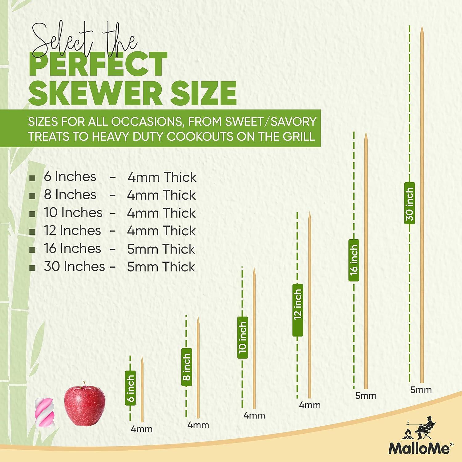 Pinchos de Bambú MalloMe 15 cm 100 pcs 4mm para BBQ