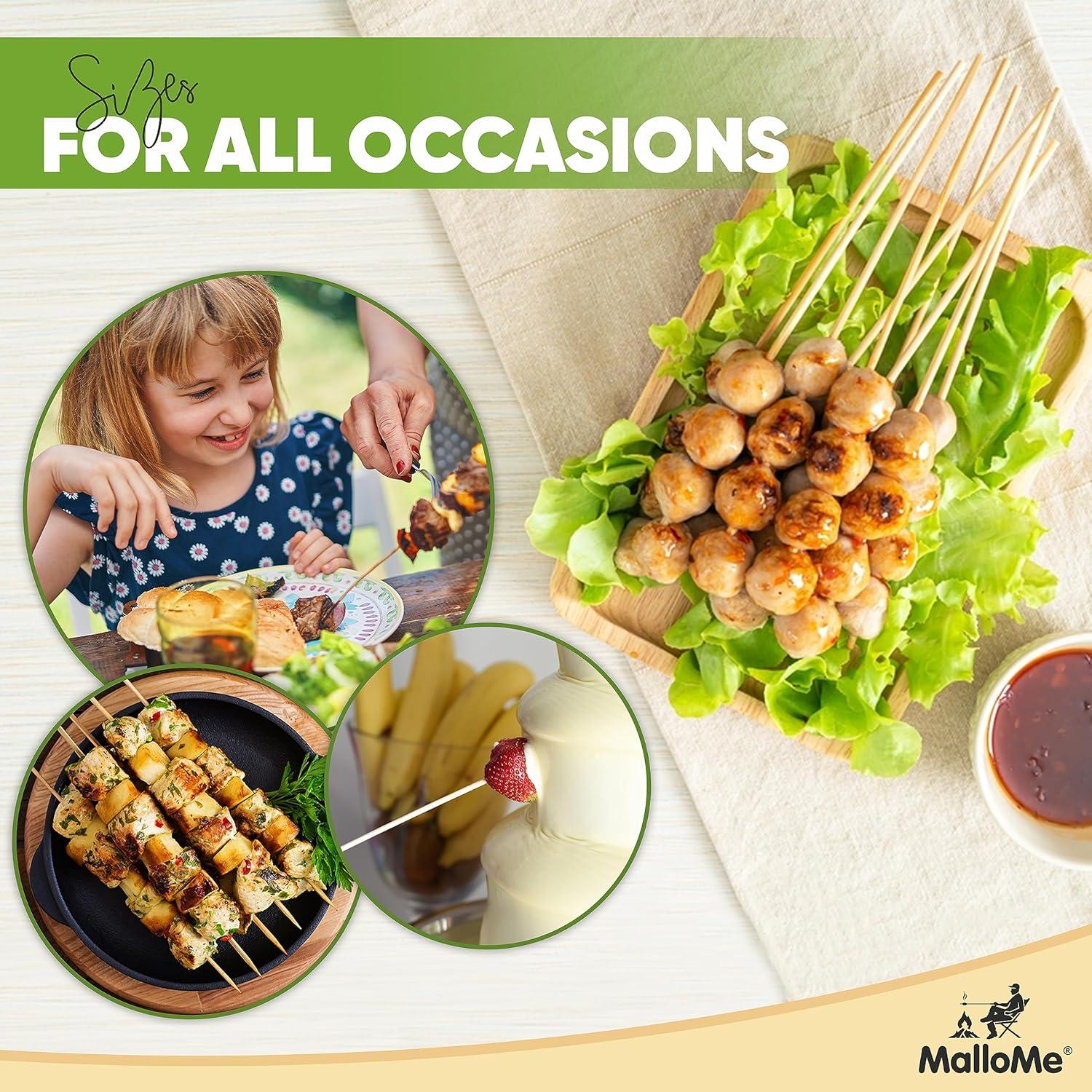 Pinchos de Bambú MalloMe 15 cm 100 pcs 4mm para BBQ