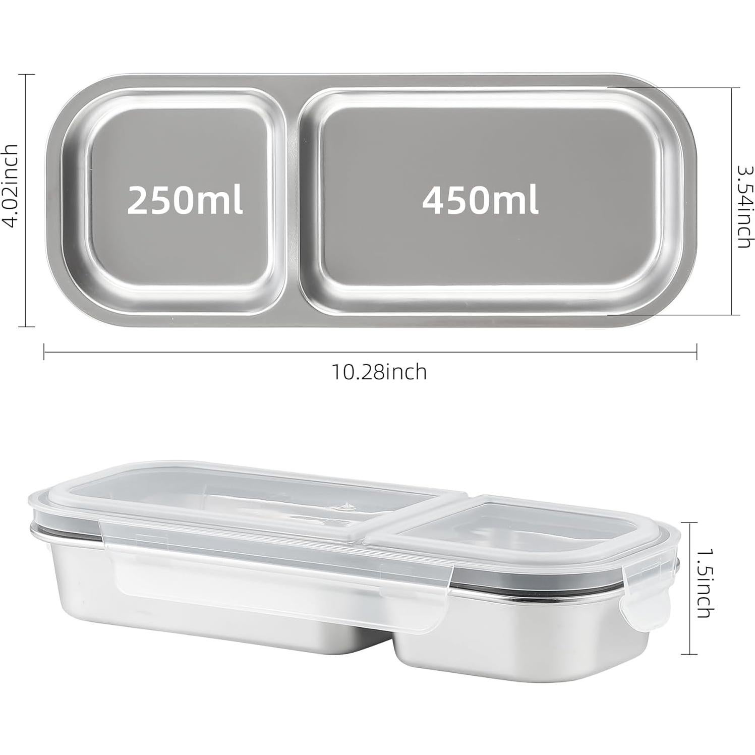 Contenedores de Aperitivos BEFOY Acero Inoxidable 3 Compartimentos 2 Piezas