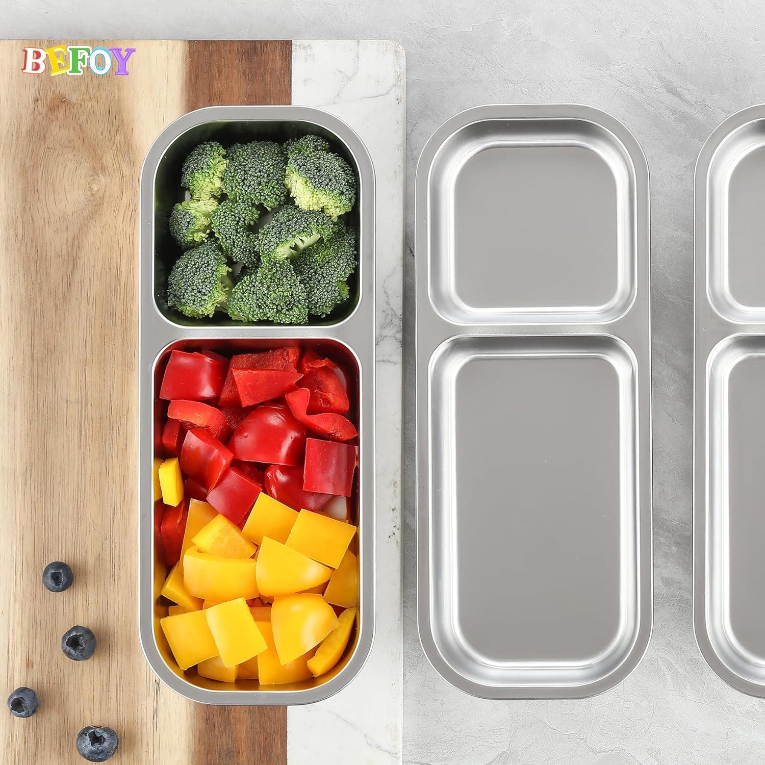 Contenedores de Aperitivos BEFOY Acero Inoxidable 3 Compartimentos 2 Piezas