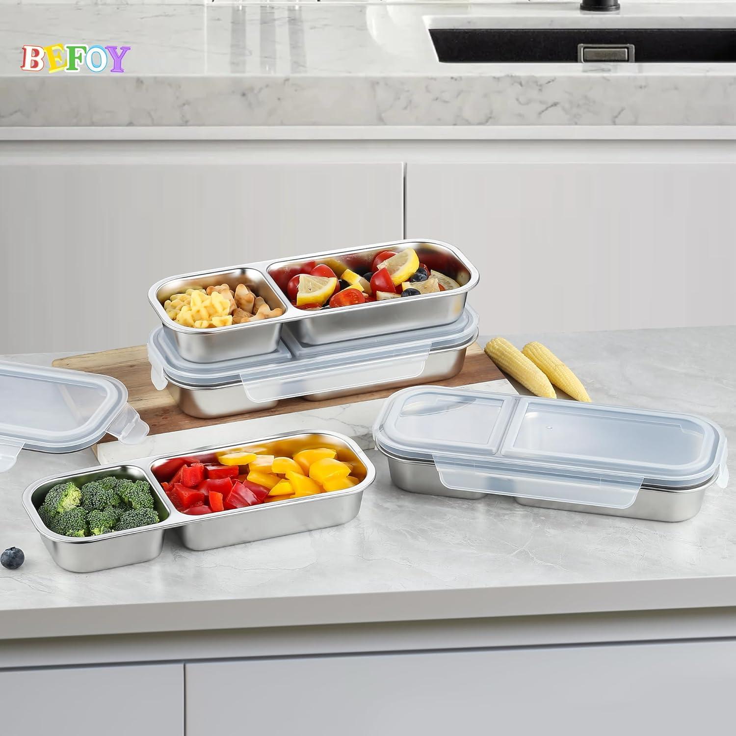 Contenedores de Aperitivos BEFOY Acero Inoxidable 3 Compartimentos 2 Piezas