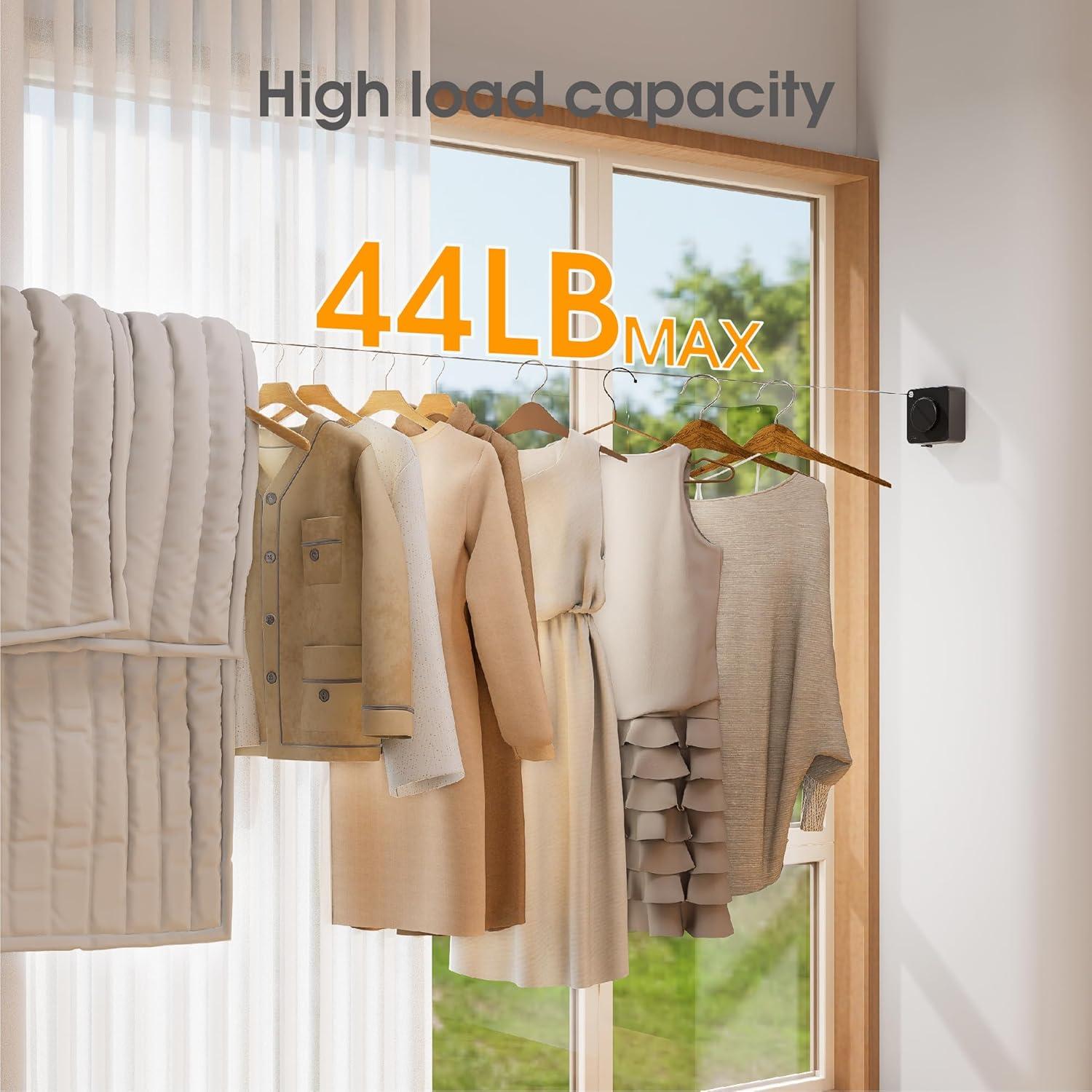 Cuerda de Ropa Retráctil Mzzelry 4.8m Antisagging Negra