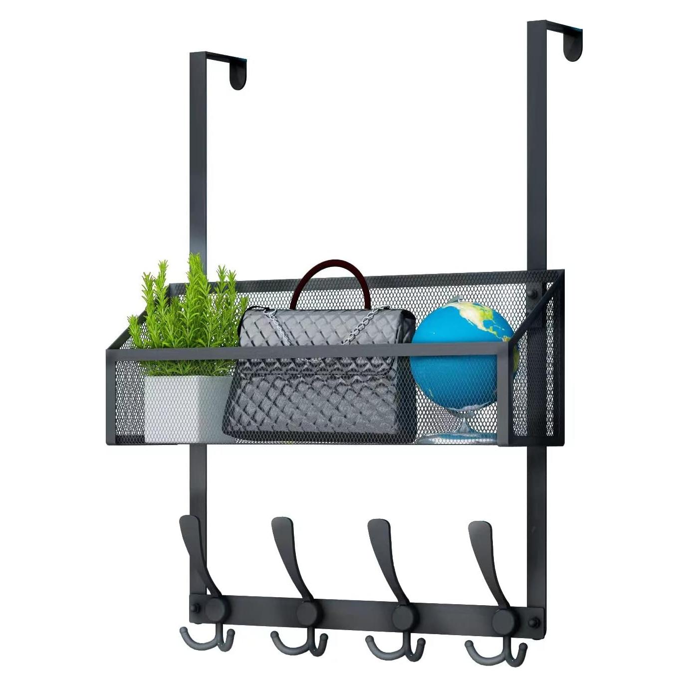 Perchero sobre la puerta Kaiferty 2 niveles negro acero inoxidable