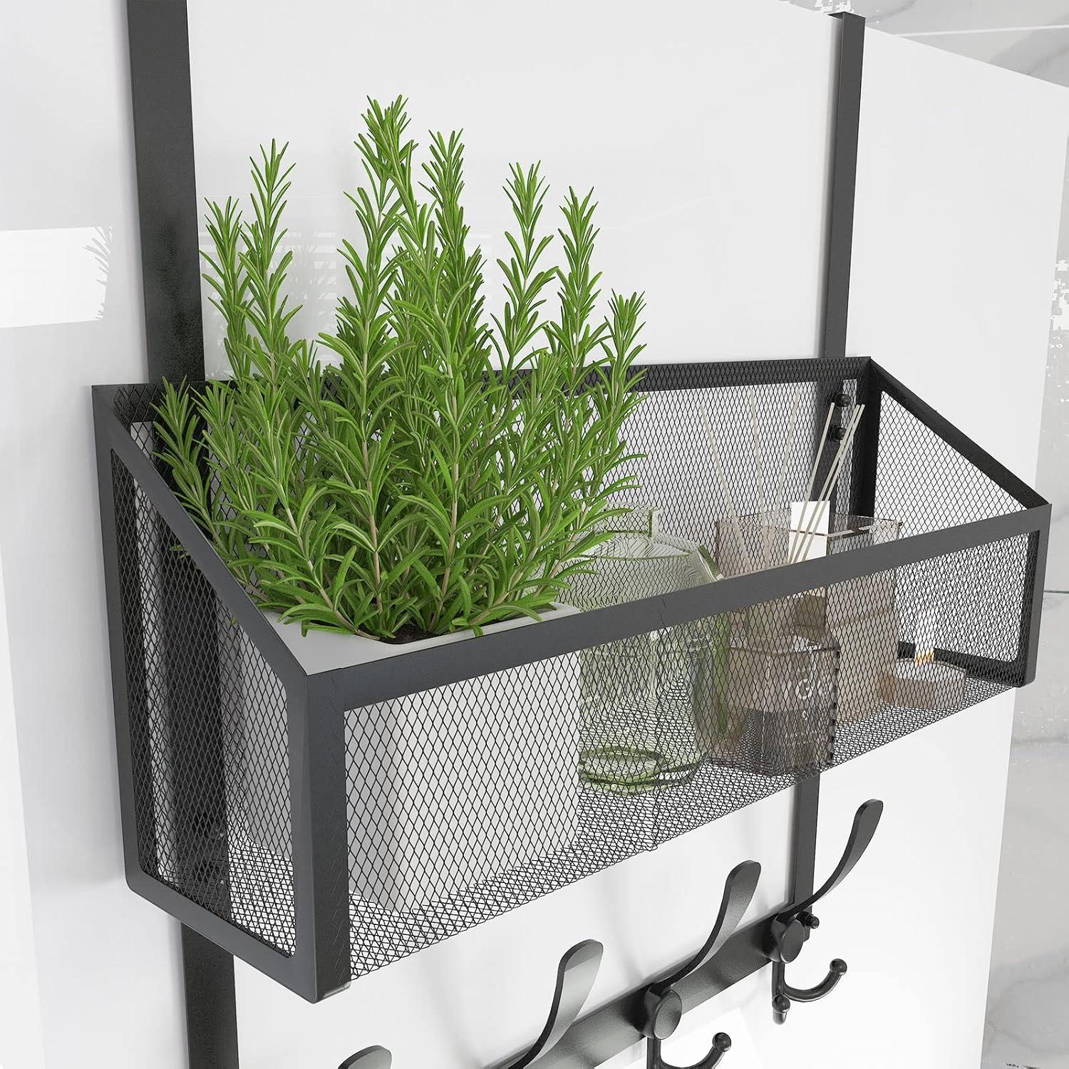 Perchero sobre la puerta Kaiferty 2 niveles negro acero inoxidable