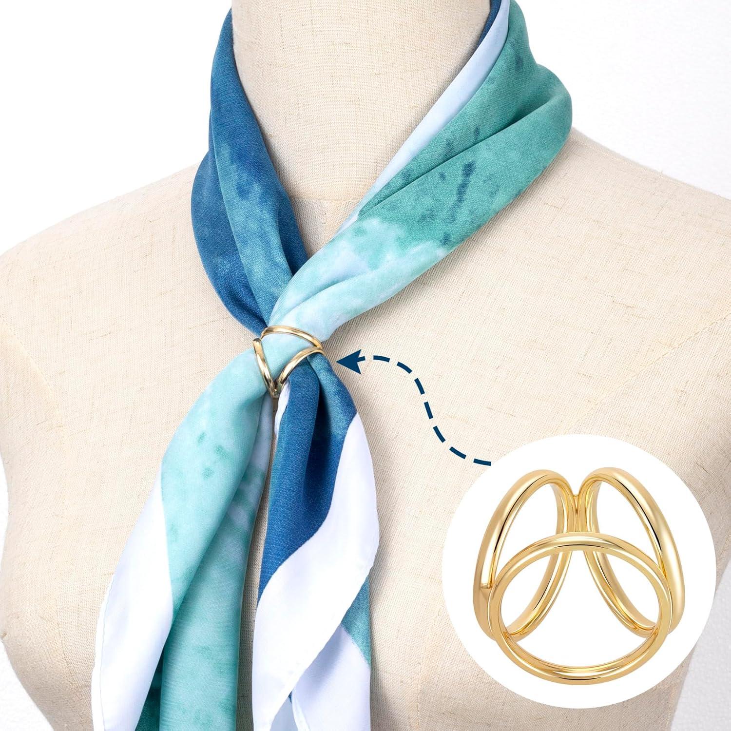 Clips de Bufanda Joez 2 Piezas Oro y Plata 3 Anillos