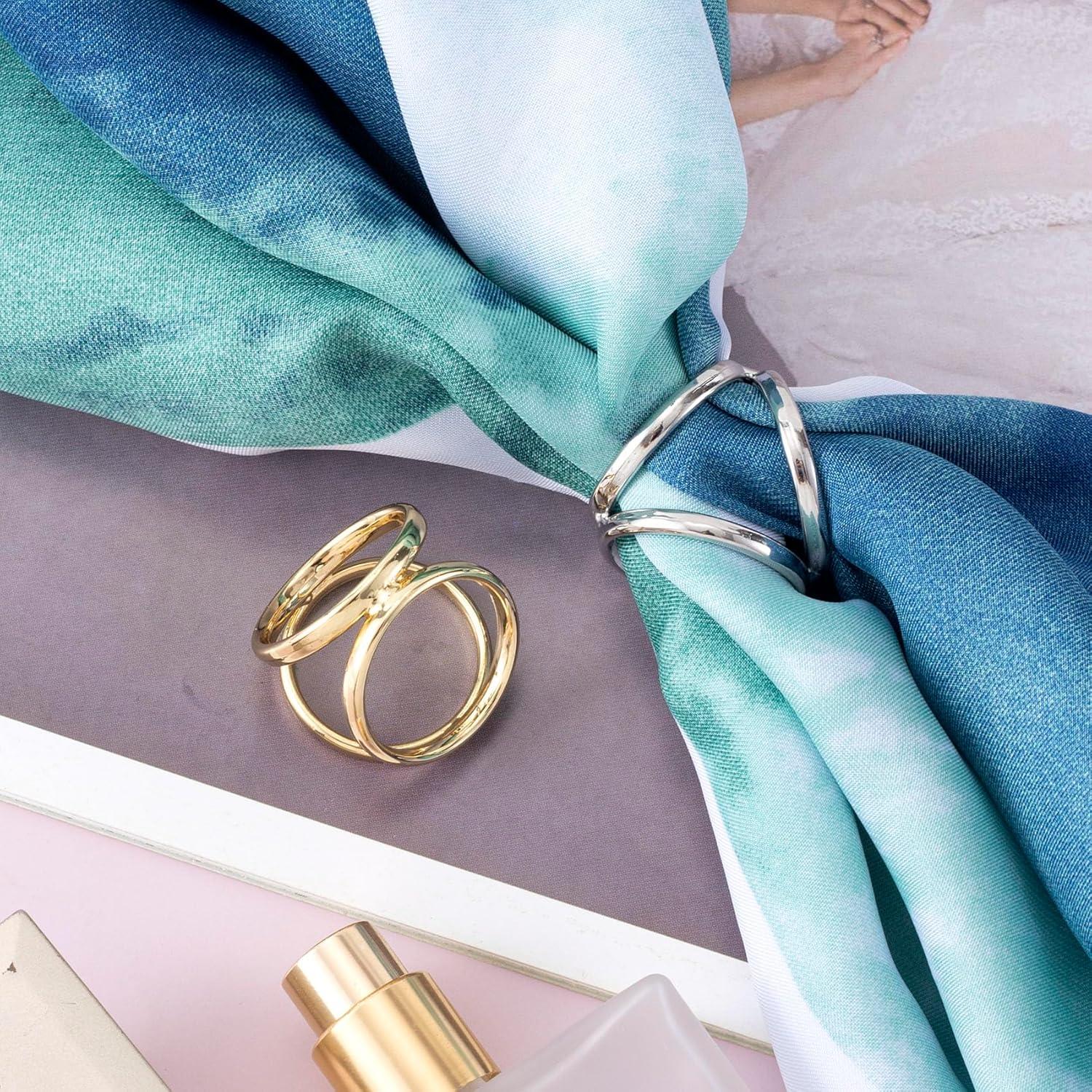 Clips de Bufanda Joez 2 Piezas Oro y Plata 3 Anillos