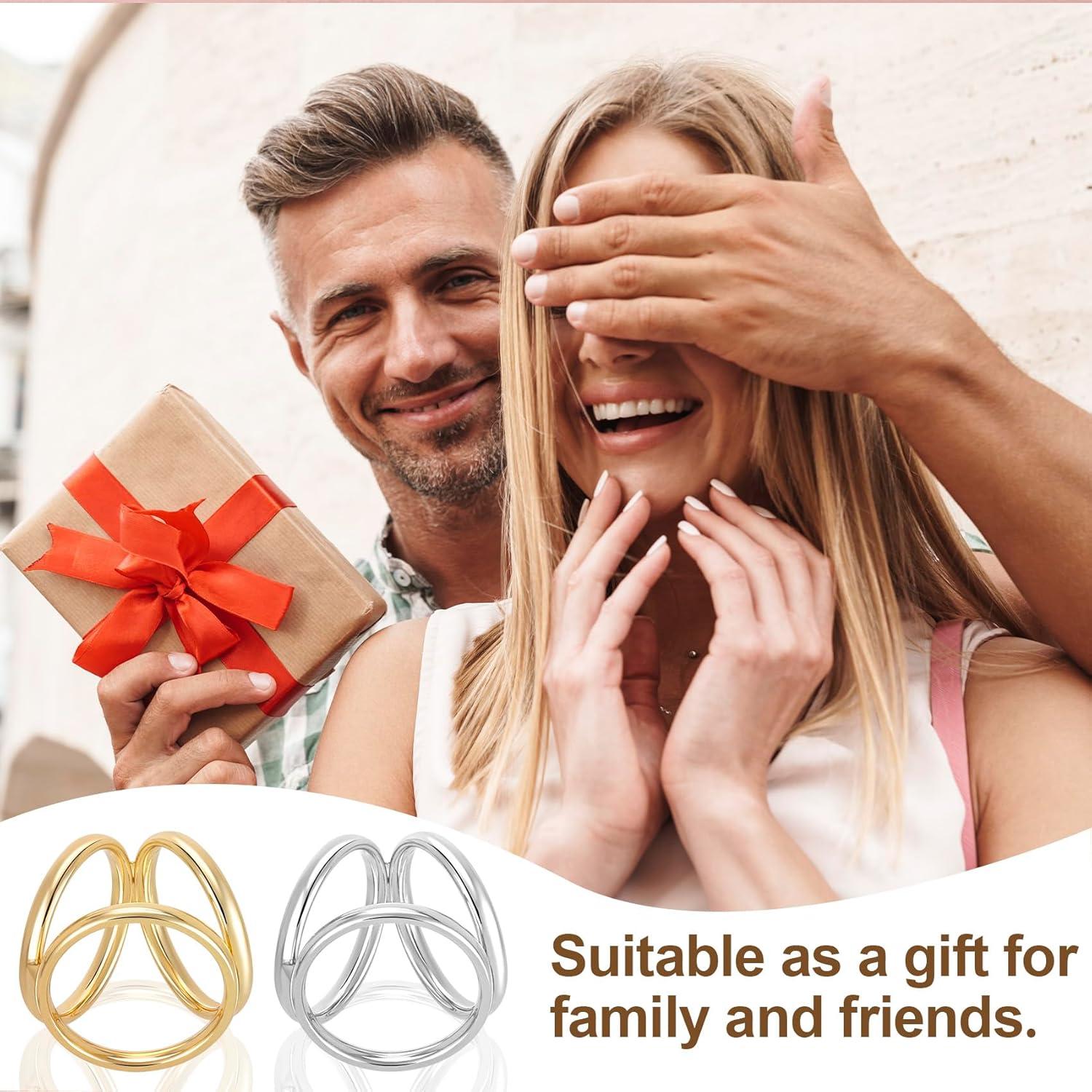 Clips de Bufanda Joez 2 Piezas Oro y Plata 3 Anillos