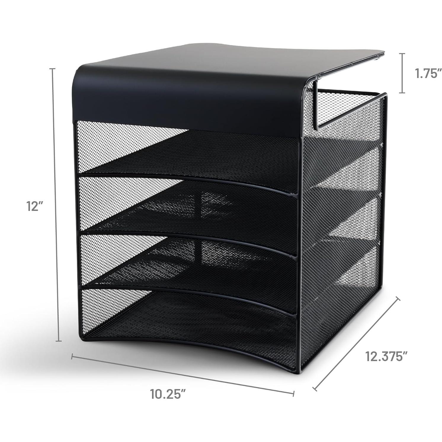 Organizador Colgante Bajo Escritorio Safco Onyx 4 Bandejas Negro