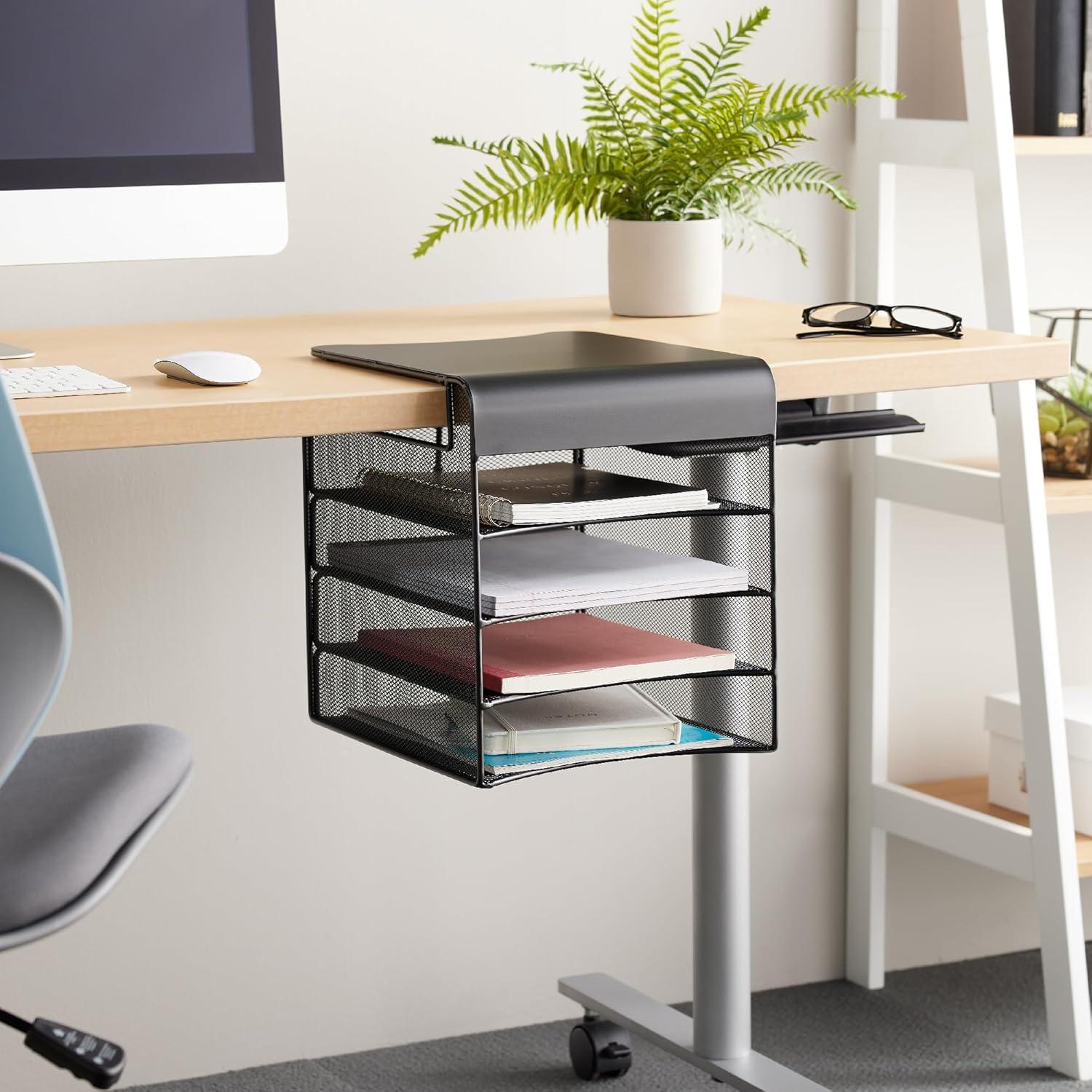 Organizador Colgante Bajo Escritorio Safco Onyx 4 Bandejas Negro