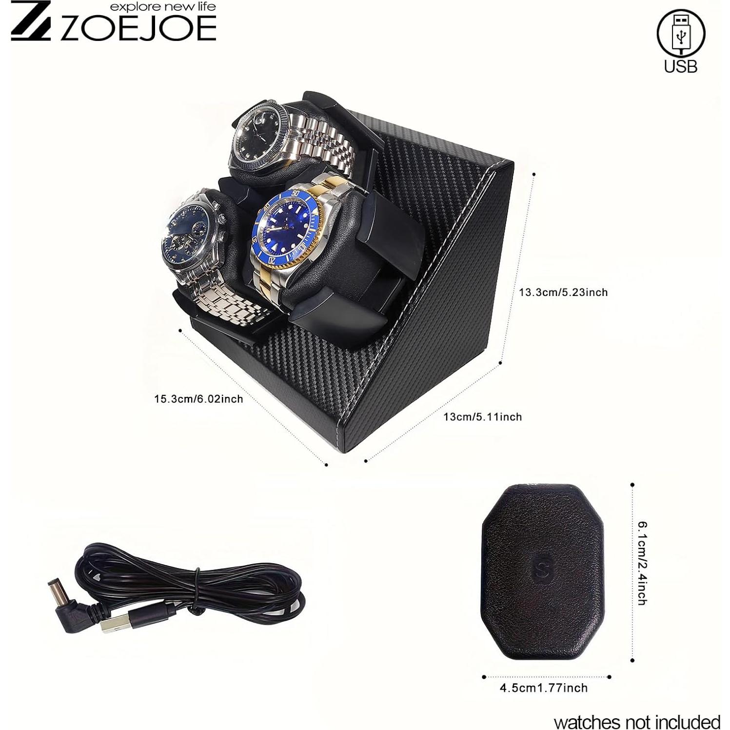 Reloj Winder ZOEJOE 3 Compartimentos Cuero PU Negro