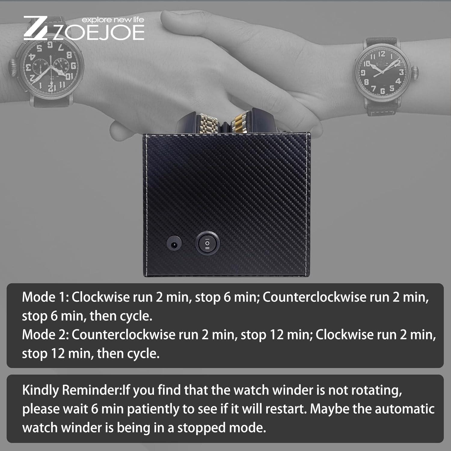 Reloj Winder ZOEJOE 3 Compartimentos Cuero PU Negro