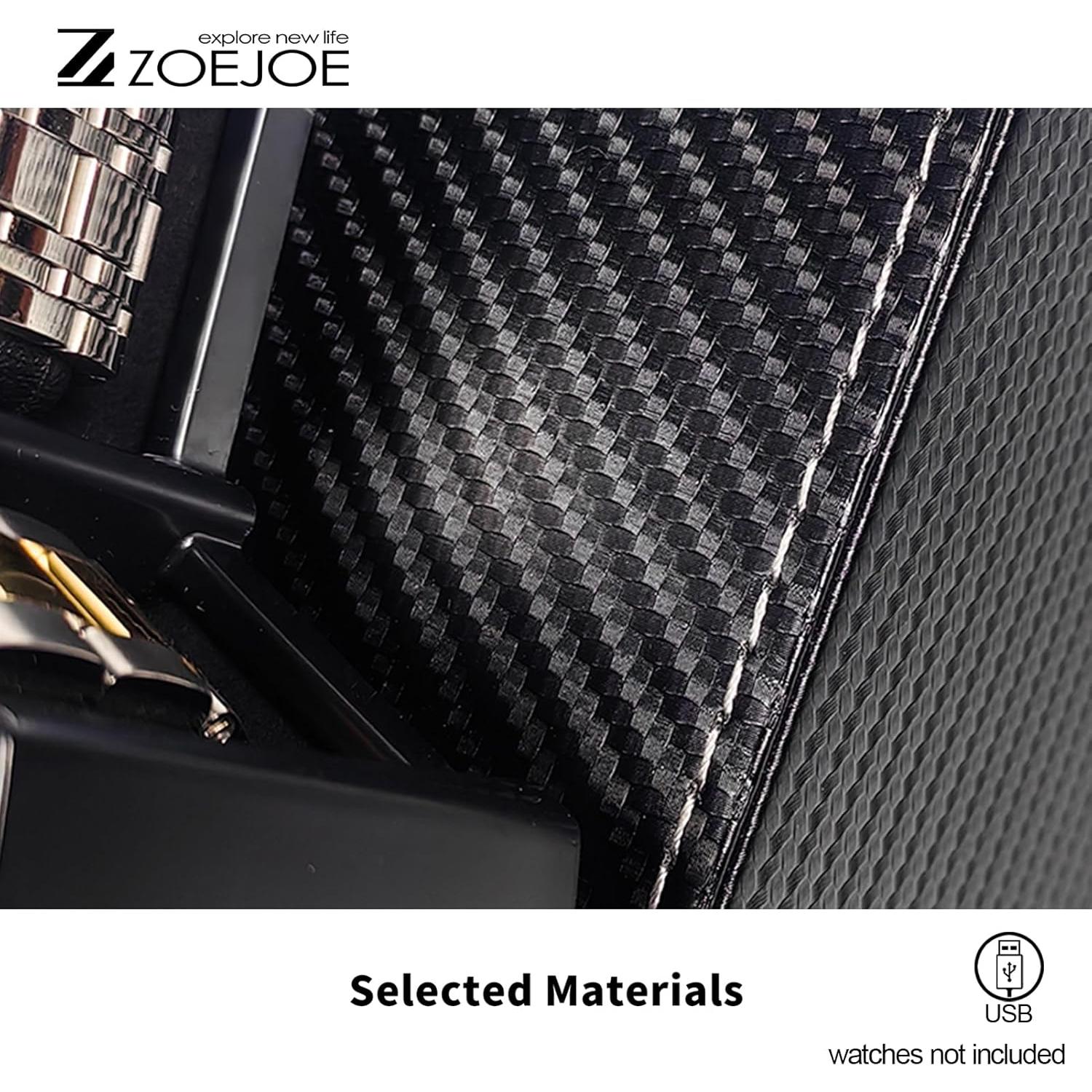 Reloj Winder ZOEJOE 3 Compartimentos Cuero PU Negro