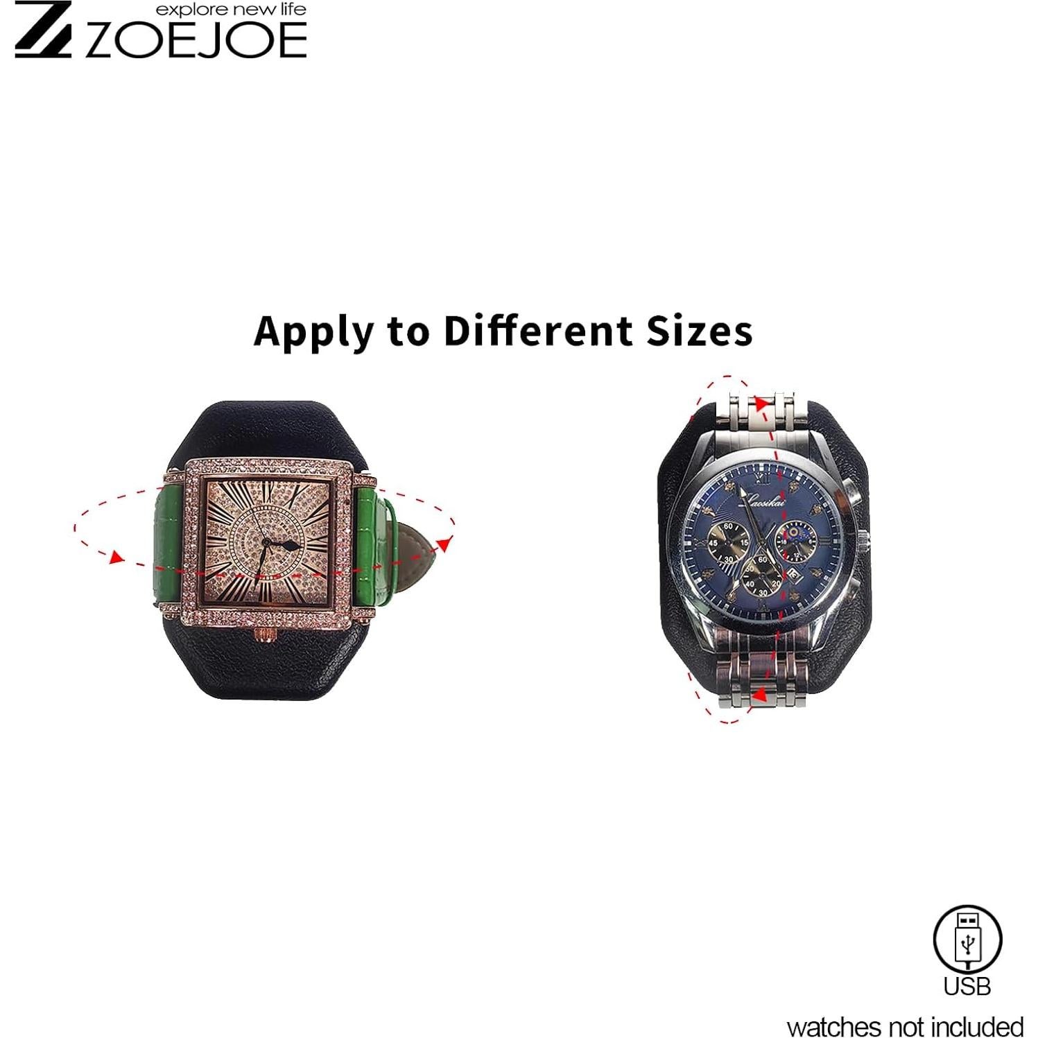 Reloj Winder ZOEJOE 3 Compartimentos Cuero PU Negro