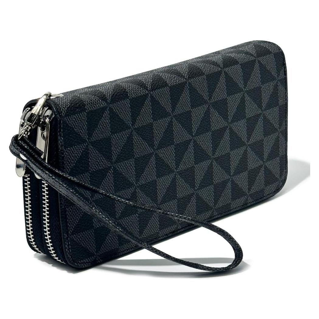 Cartera Doble Cierre Veki de Cuero para Mujeres - Negro