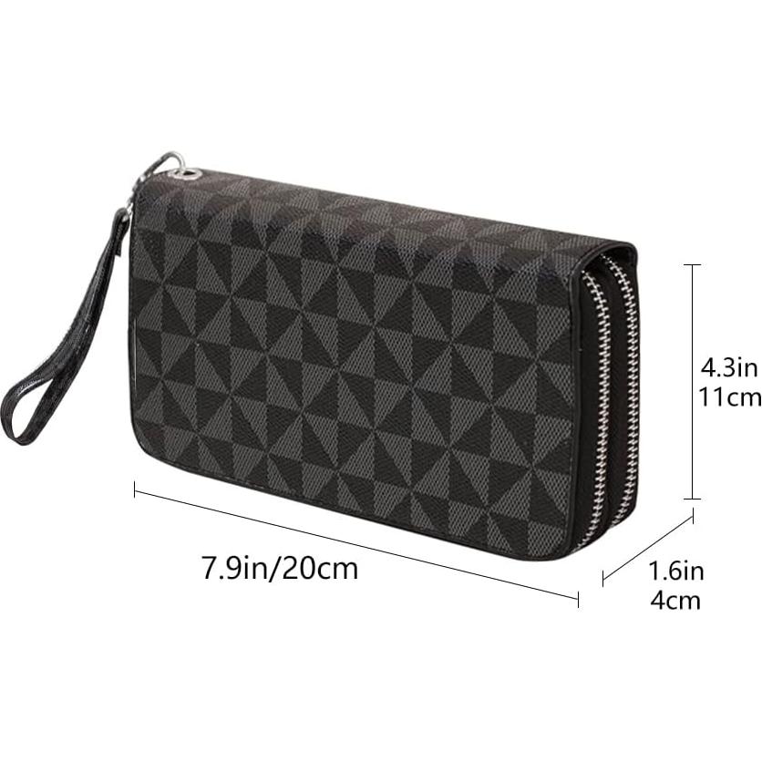 Cartera Doble Cierre Veki de Cuero para Mujeres - Negro