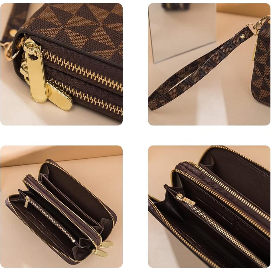 Cartera Doble Cierre Veki de Cuero para Mujeres - Negro