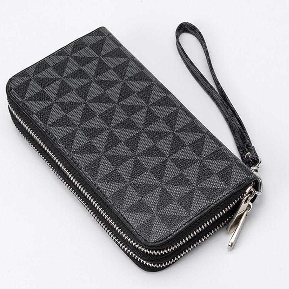 Cartera Doble Cierre Veki de Cuero para Mujeres - Negro