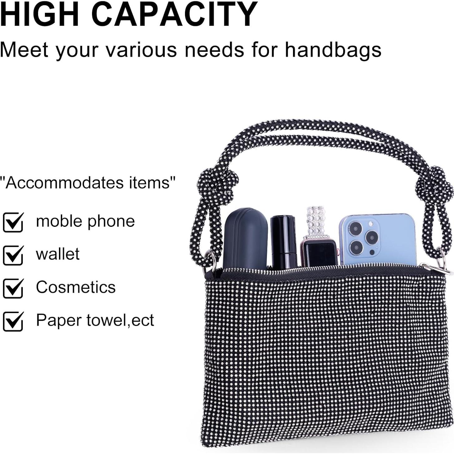 Bolso de mano dorado de pedrería para mujeres 25.9x10.2x16.9cm