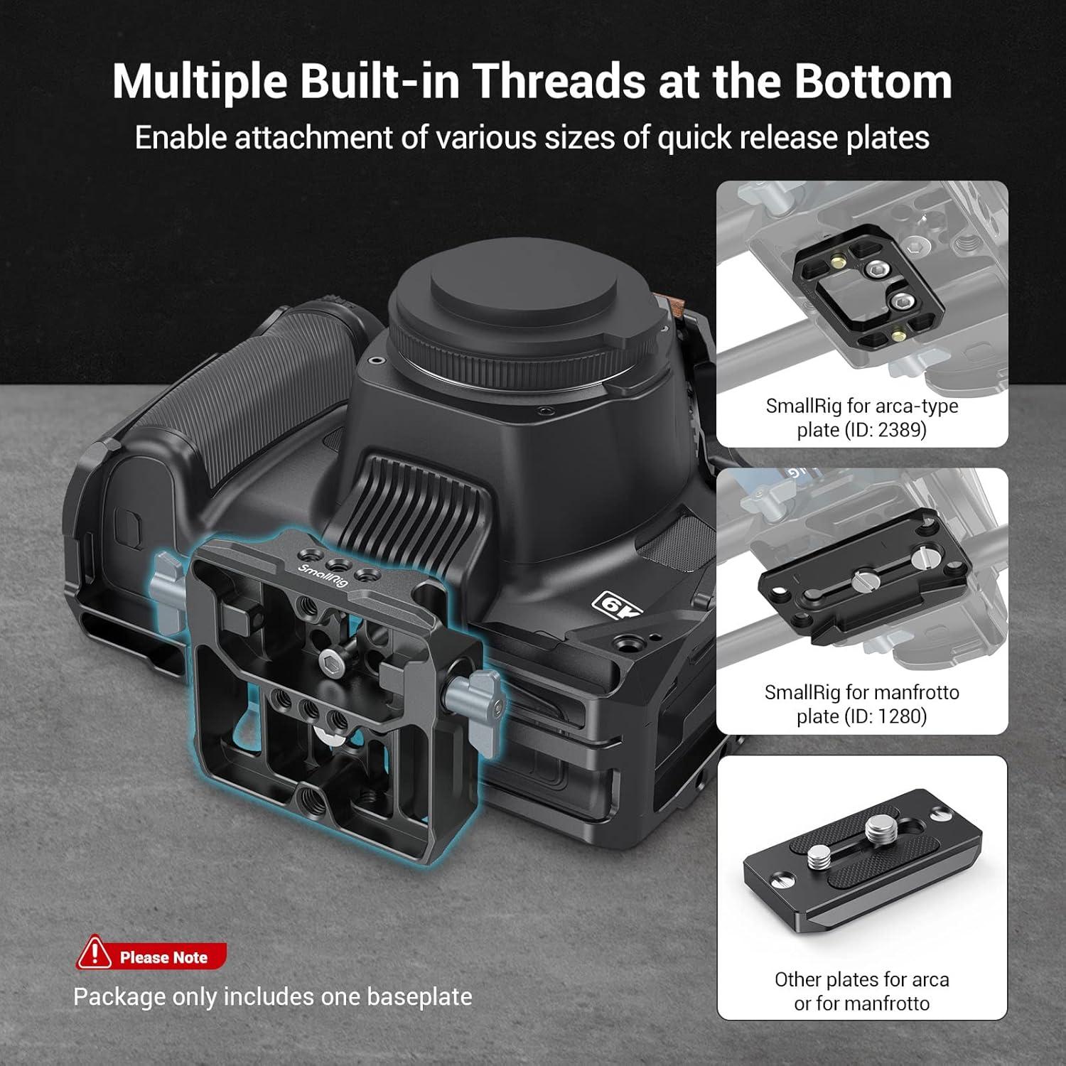 SMALLRIG Universal LWS Baseplate Compatible with DSLR and Mirrorless Camera Cages, Comes with Dual 15mm Rod Clamp