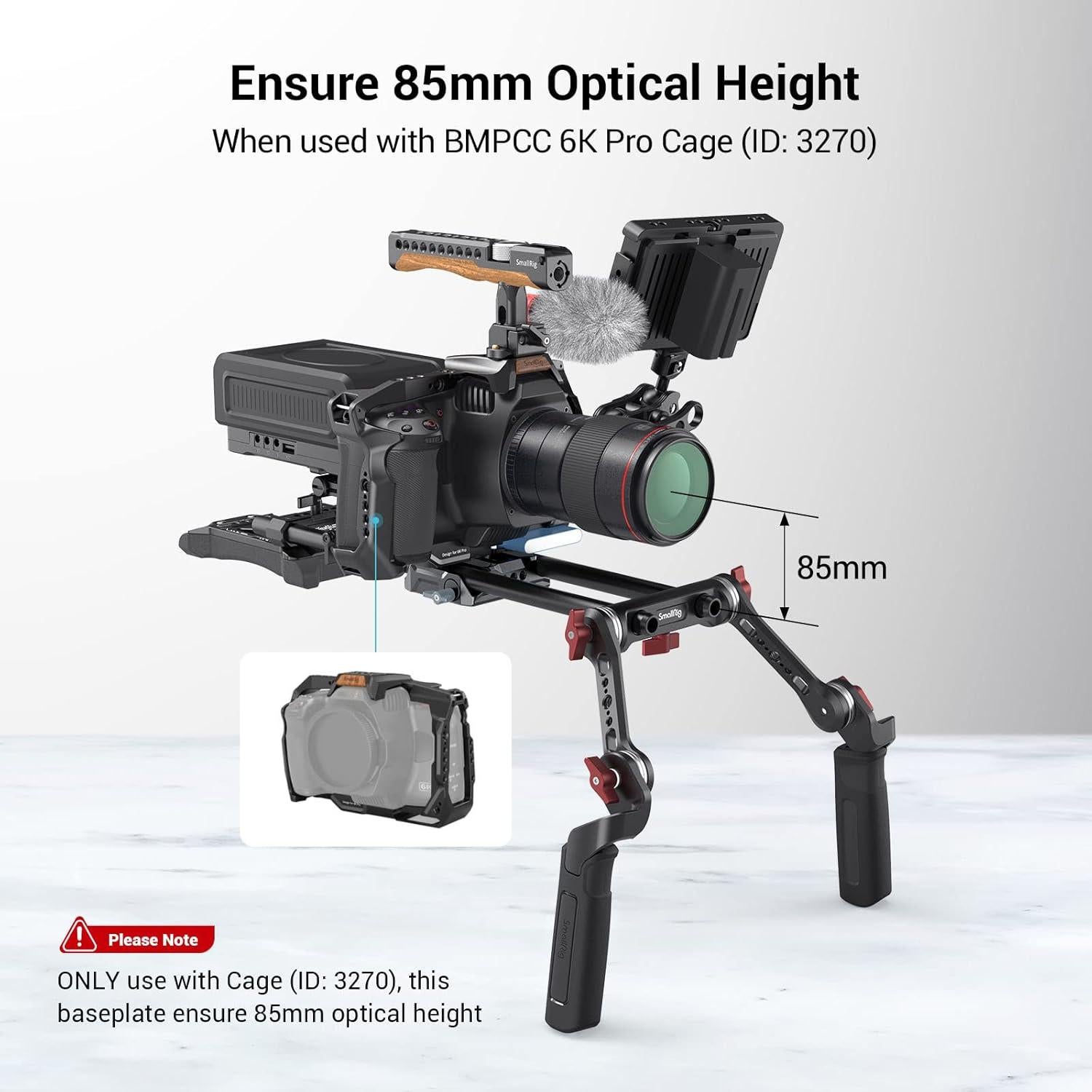 SMALLRIG Universal LWS Baseplate Compatible with DSLR and Mirrorless Camera Cages, Comes with Dual 15mm Rod Clamp