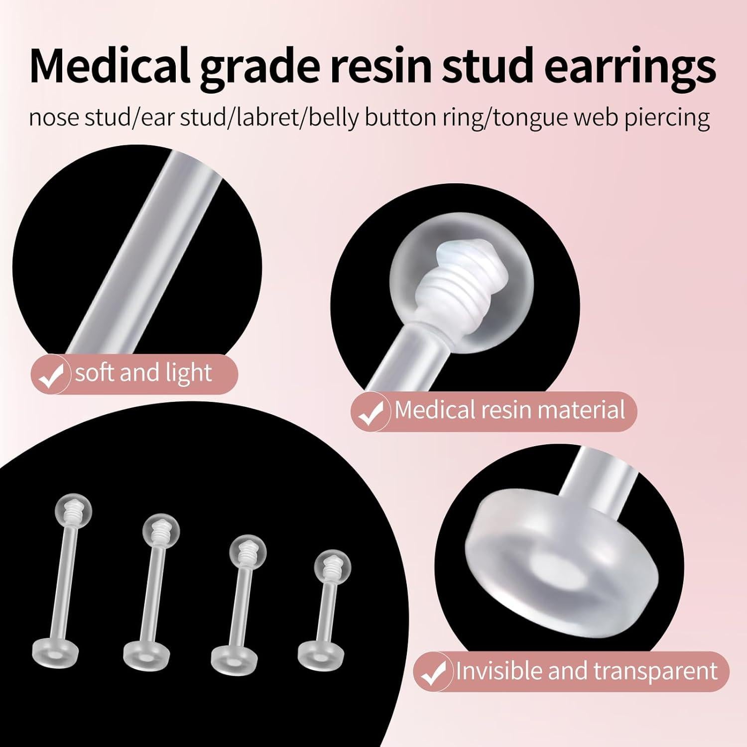 Reteadores Transparentes para Piercings - 20 Piezas 10mm