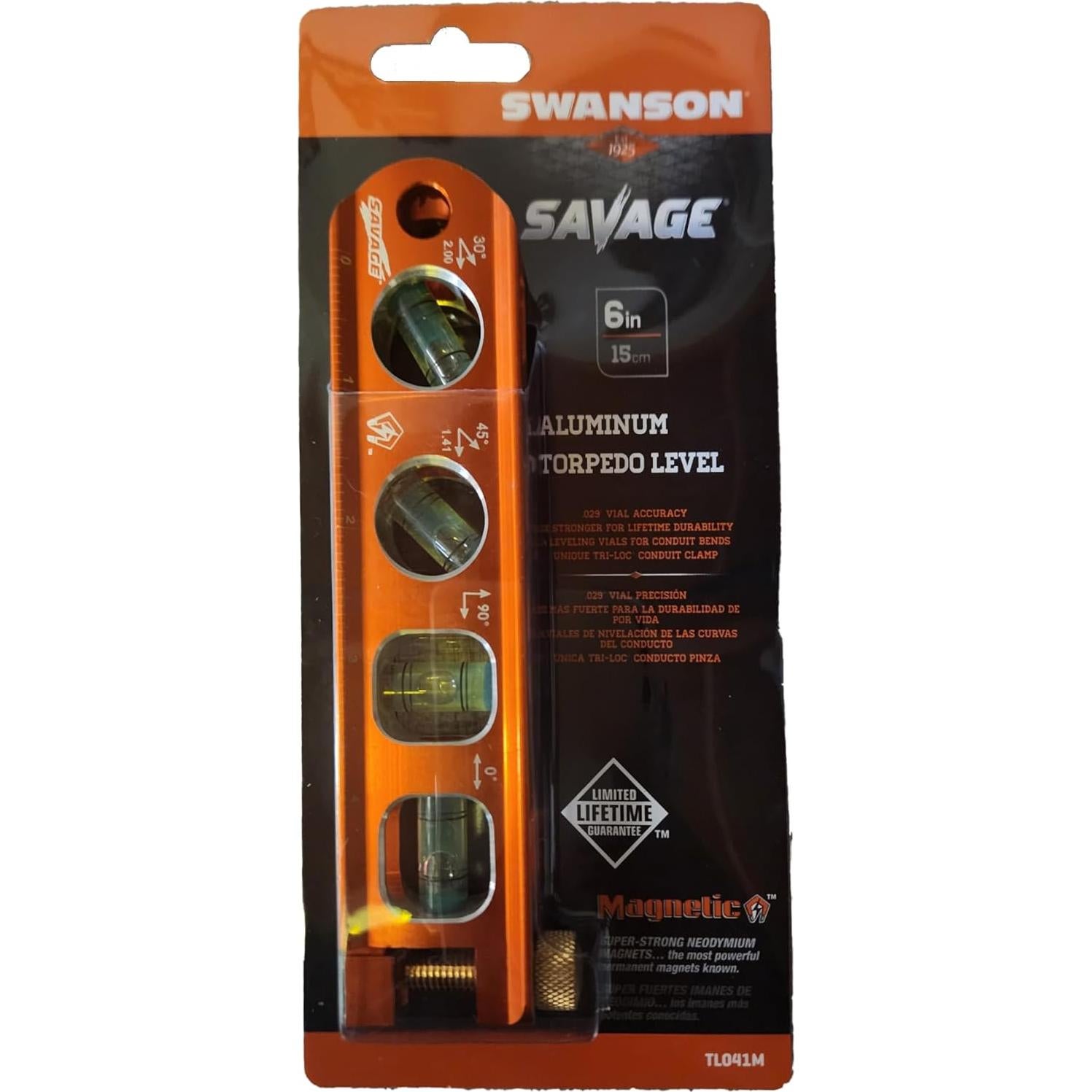 Nivel Torpedo Magnético Swanson TL041M 15 cm Naranja
