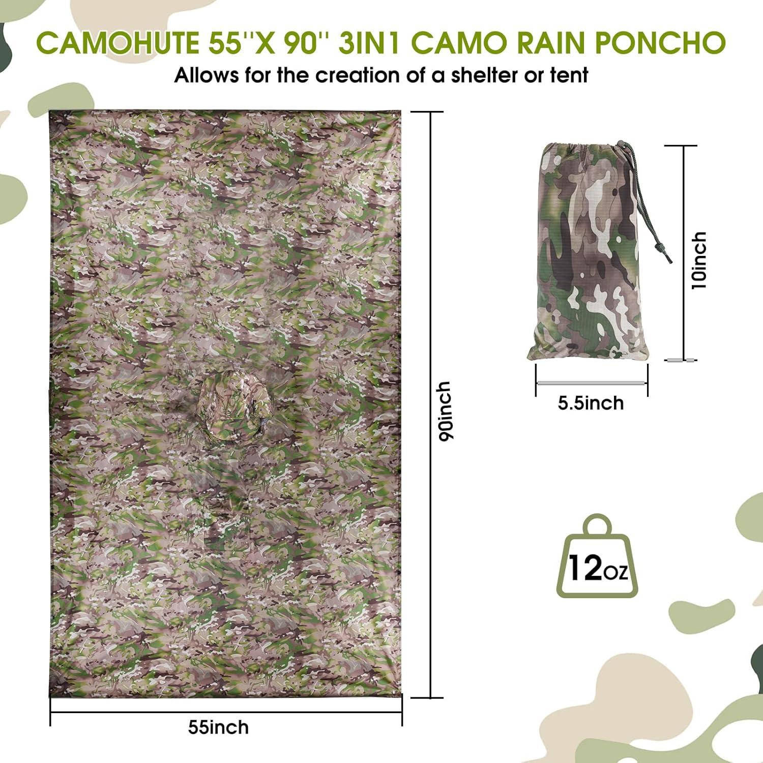 Poncho de Lluvia Camohute Multicam Impermeable Extra Grande