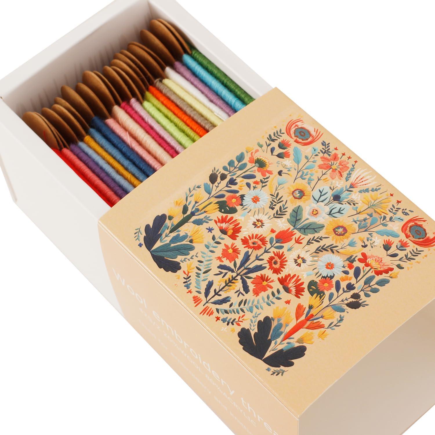 Kit de Hilo de Bordado de Lana Connimonet 50m x 20 Colores